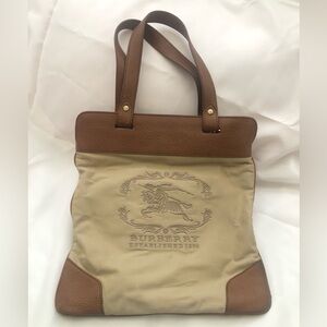 Burberry Logo Canvas and Leather Bag